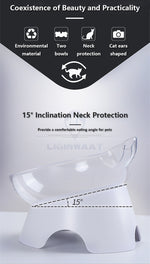 Cat Ear Shaped Feeding Bowl (single) - elevated for neck protection