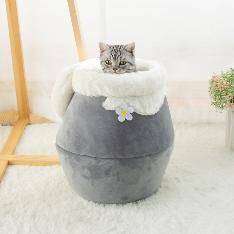 3-in-1 Pet Bed for Cats & Dogs - Soft Foldable Pet Sofa, Honey Jar & Cave